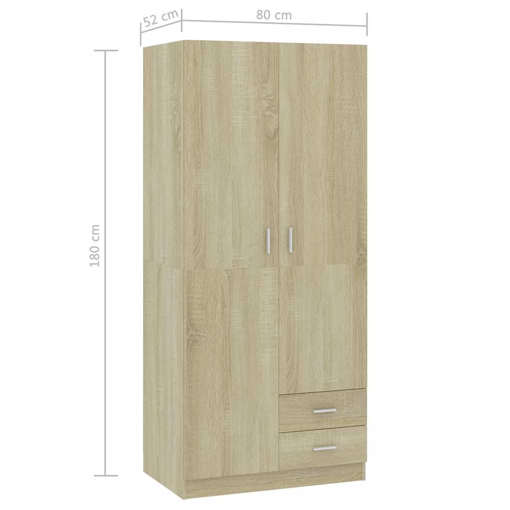 Garderobe sonoma eik 80x52x180 cm konstruert tre