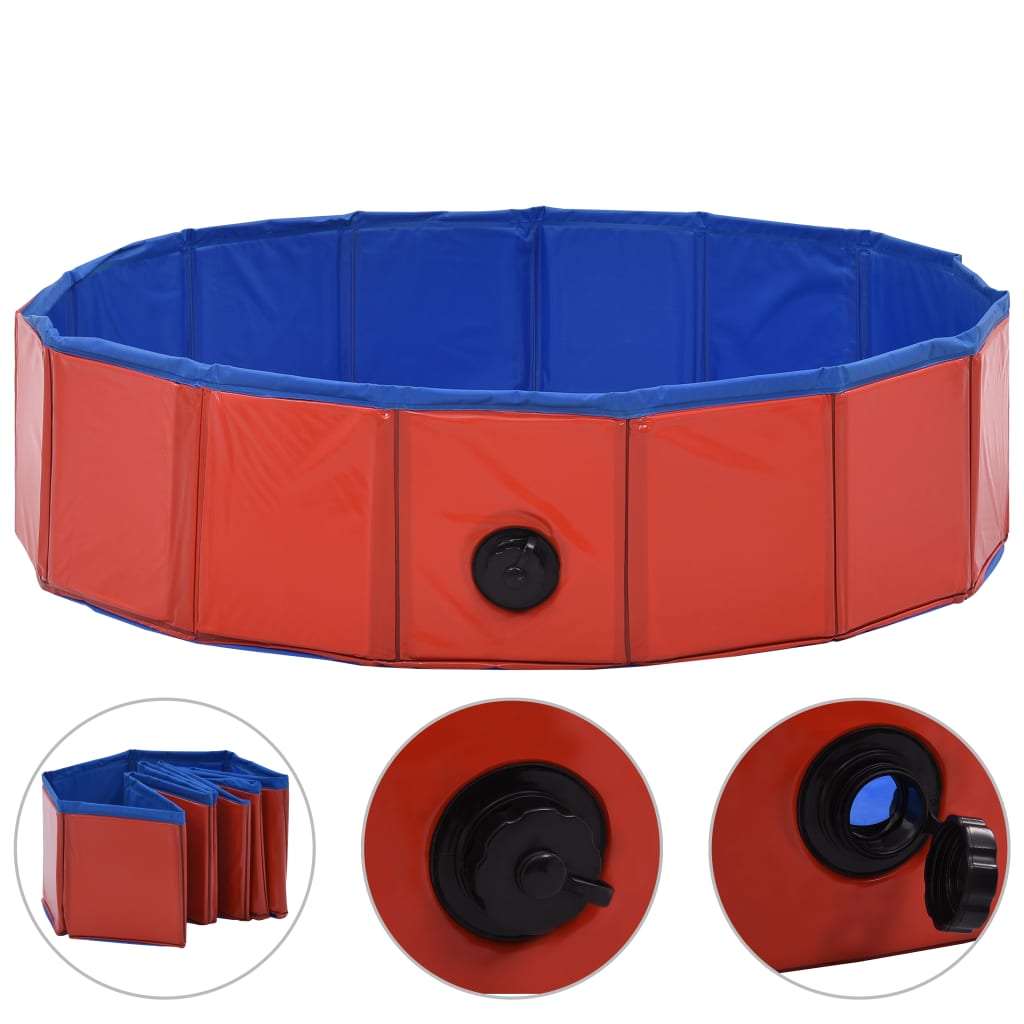 Sammenleggbart hundebasseng rød 80x20 cm PVC