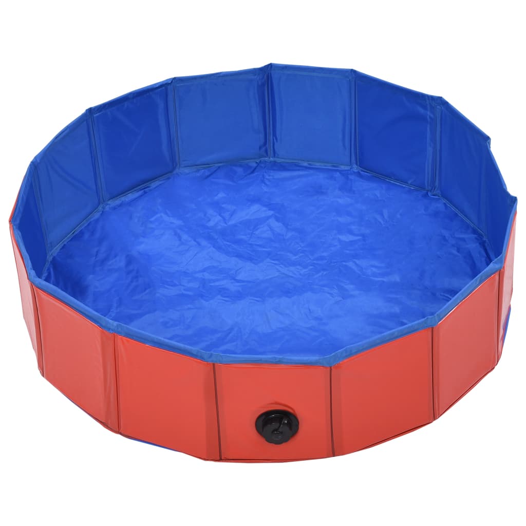 Sammenleggbart hundebasseng rød 80x20 cm PVC