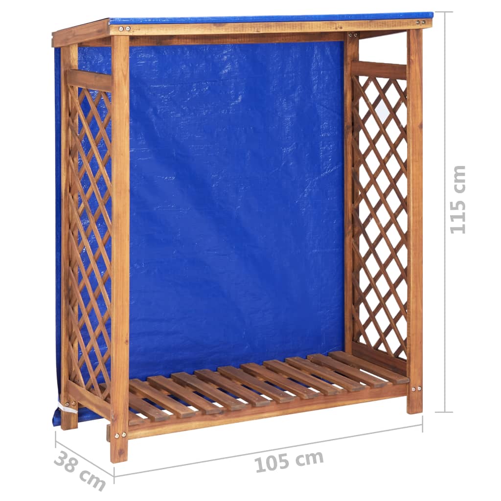 Vedskjul 105x38x115 cm heltre akasie