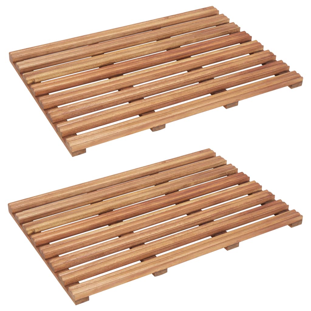 Badematter 2 stk heltre akasie 56x37 cm