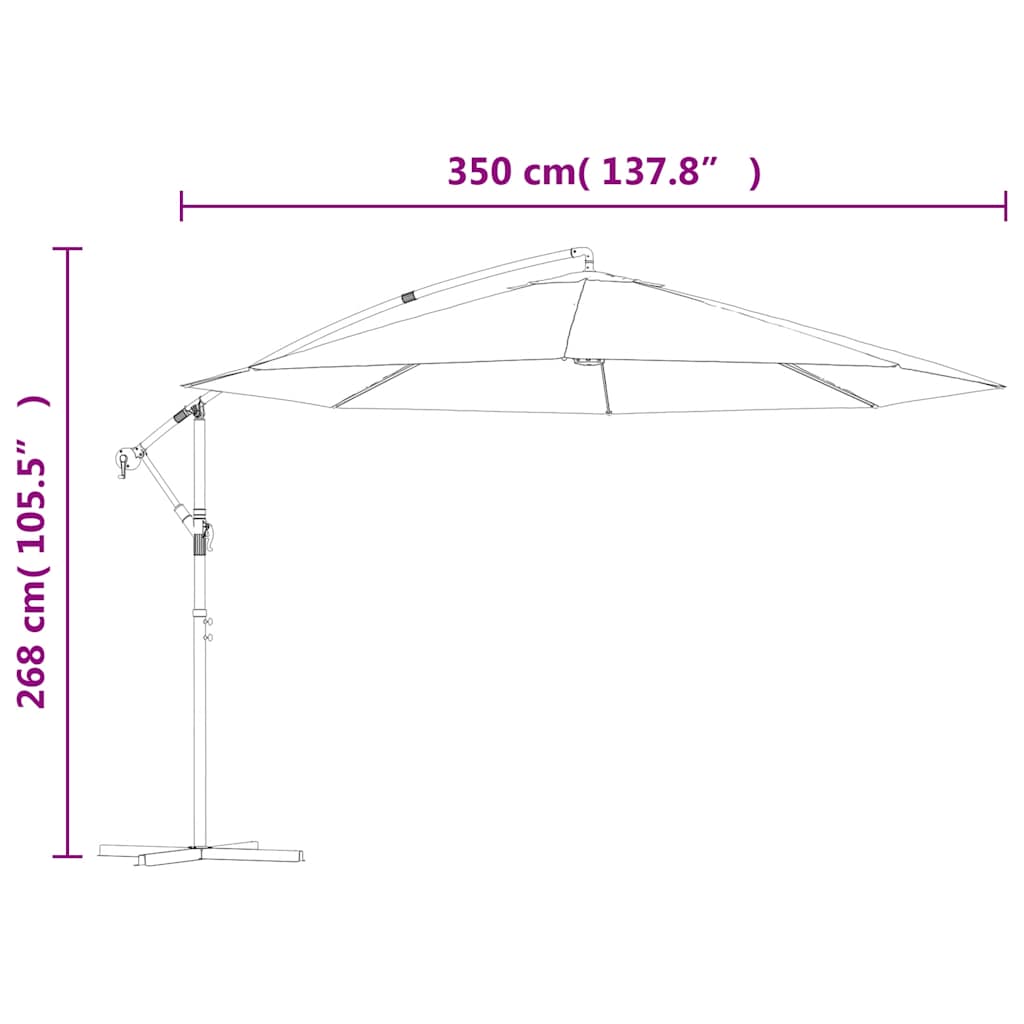 Hengende hageparasoll med aluminiumsstang 350 cm blå