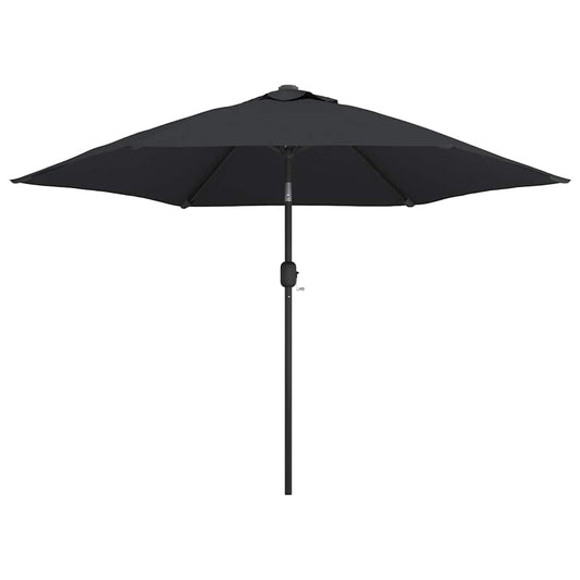 Parasoll med LED-lys og stålstang 300 cm svart