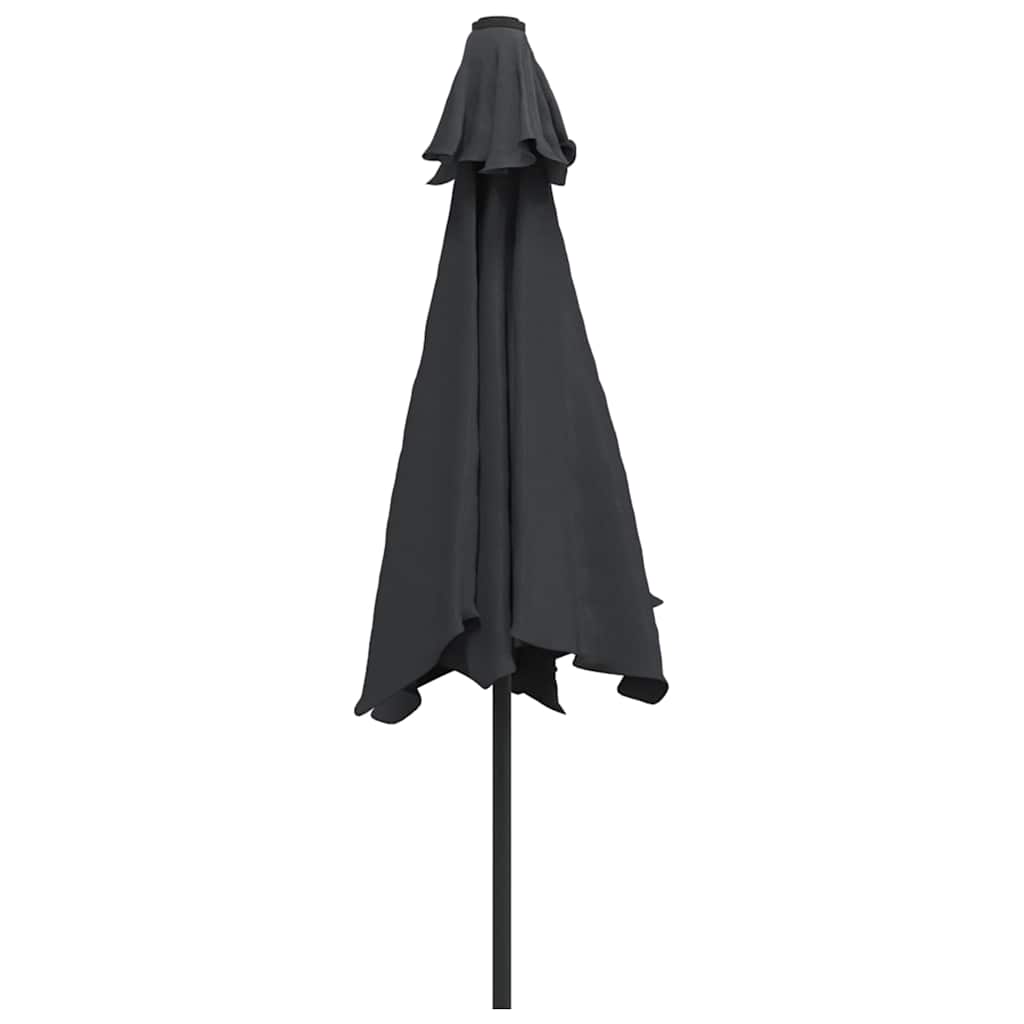Parasoll med LED-lys og stålstang 300 cm svart