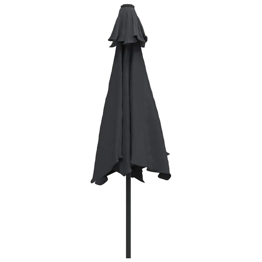 Parasoll med LED-lys og stålstang 300 cm svart