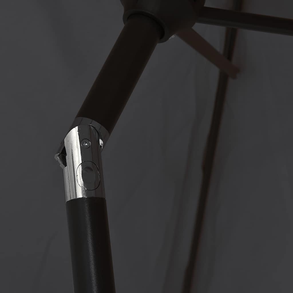Parasoll med LED-lys og stålstang 300 cm svart