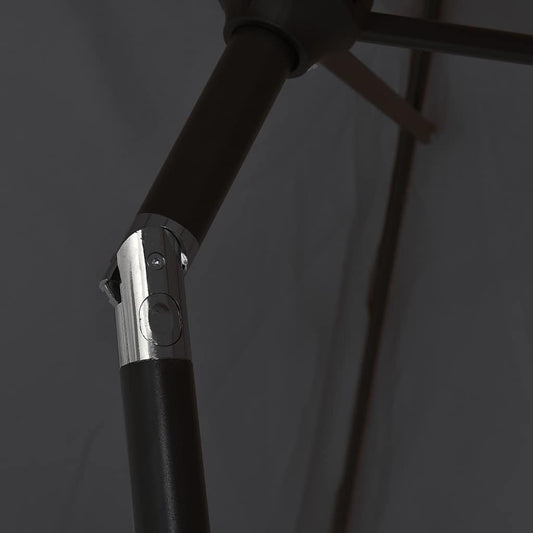 Parasoll med LED-lys og stålstang 300 cm svart