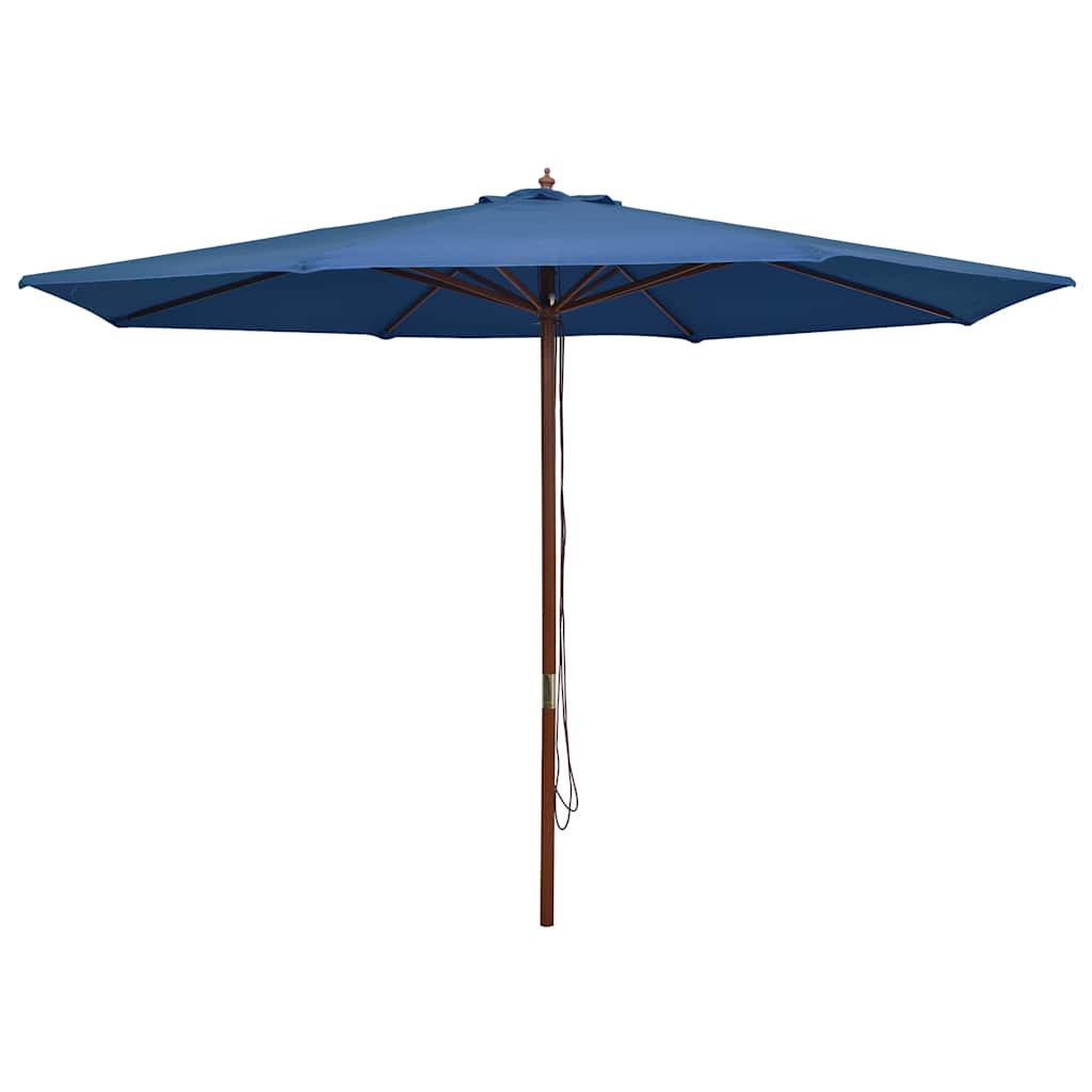 Parasoll med trestang 350 cm blå vidaXL