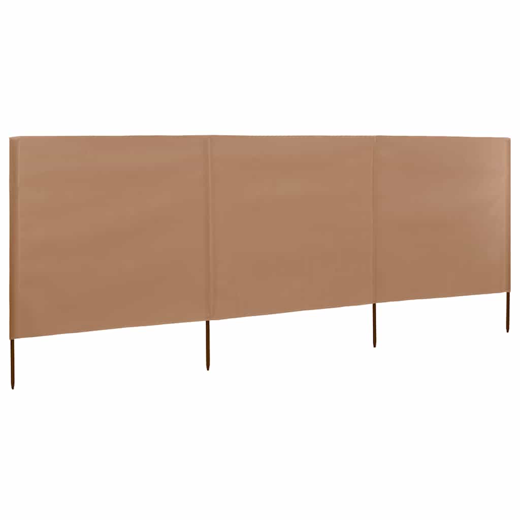 Vindskjerm 3 paneler stoff 400x80 cm gråbrun vidaXL
