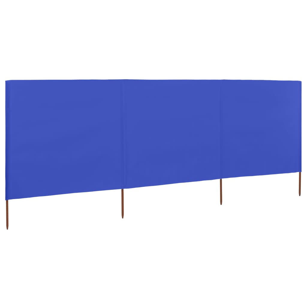 Vindskjermer 3 paneler stoff 400x80 cm asurblå