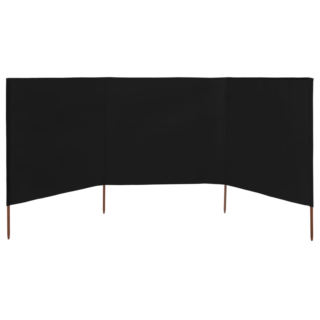 Vindskjermer 3 paneler stoff 400x120 cm svart