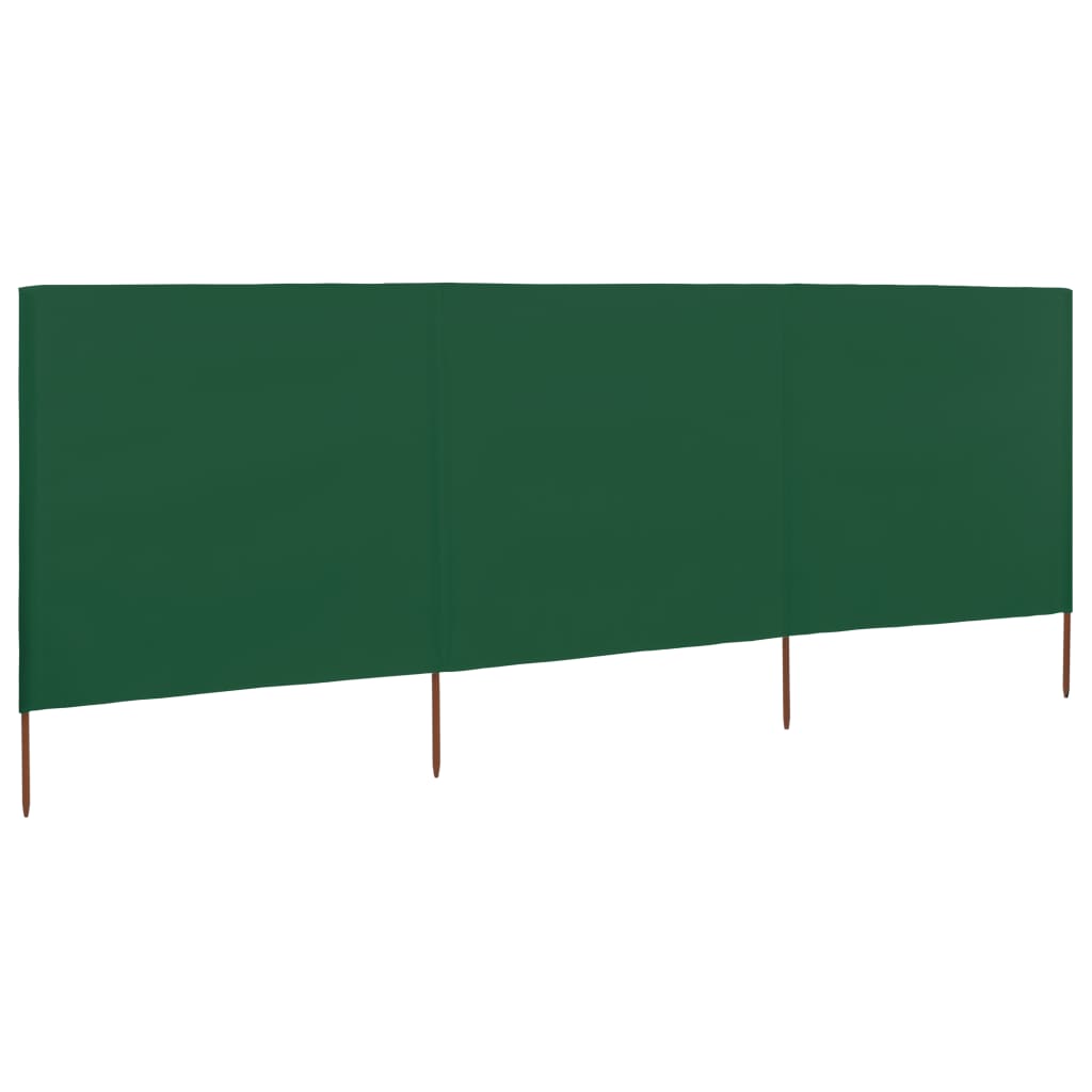 Vindskjerm 3 paneler stoff 400x160 cm grønn