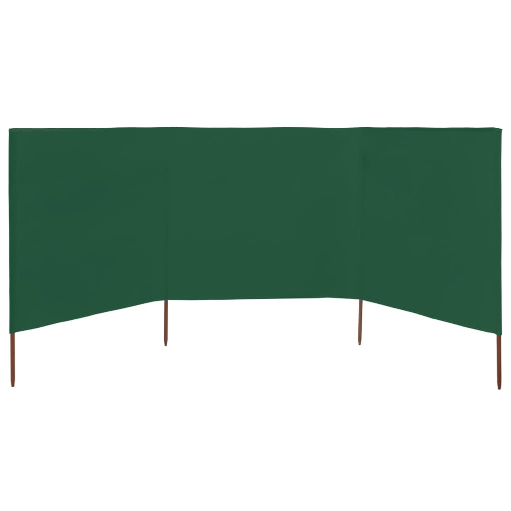 Vindskjerm 3 paneler stoff 400x160 cm grønn