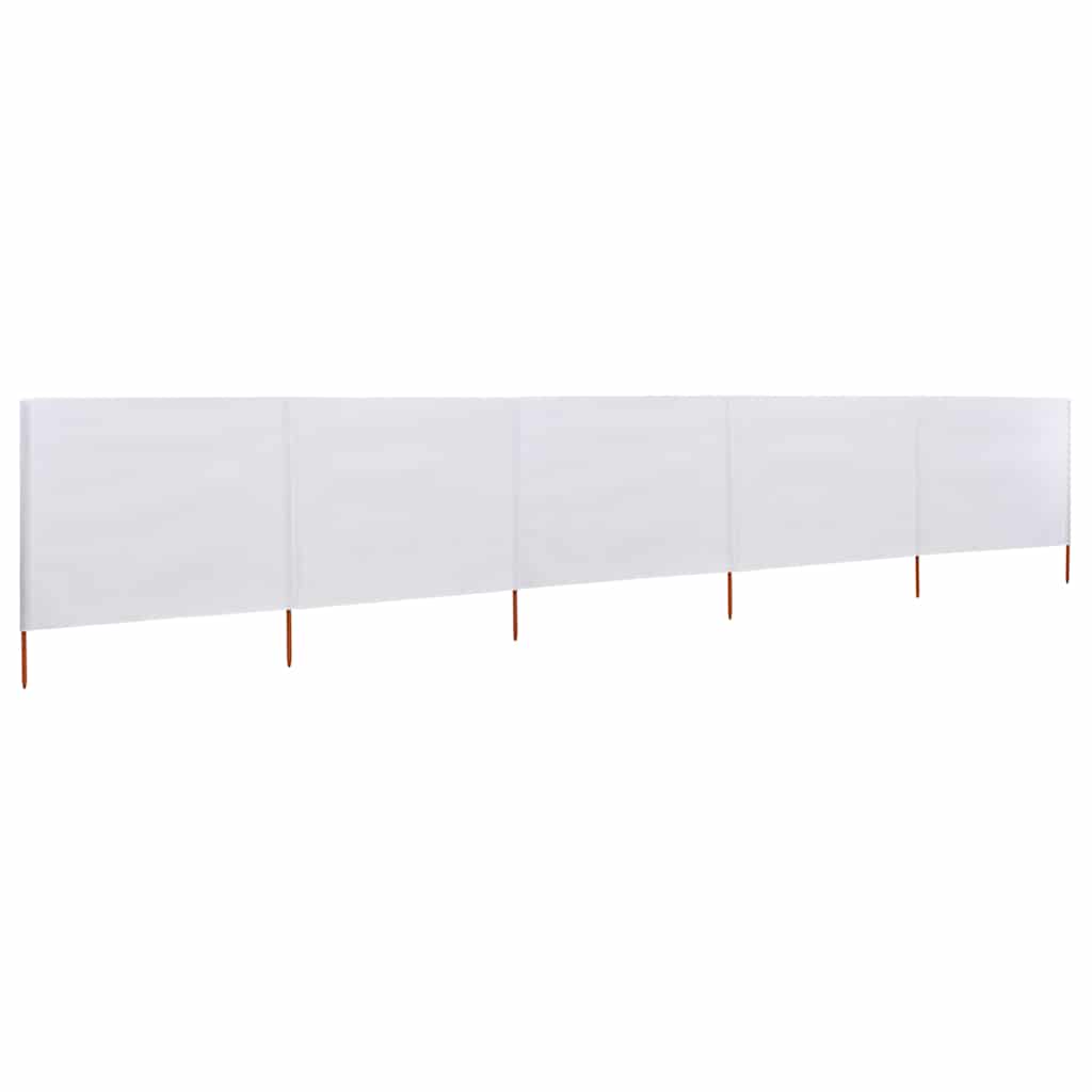 Vindskjerm 5 paneler stoff 600x80 cm sandhvit vidaXL