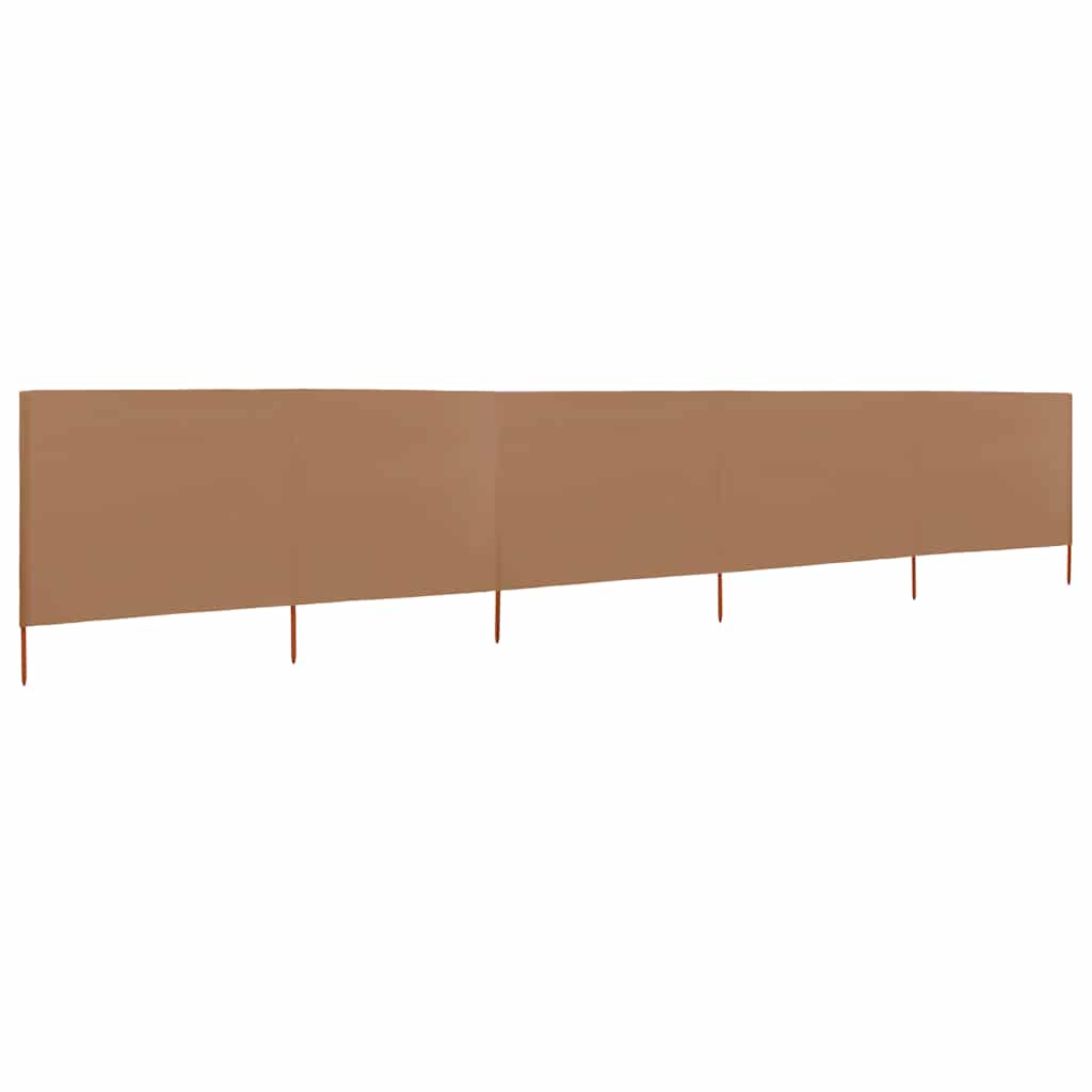 Vindskjerm 5 paneler stoff 600x80 cm gråbrun vidaXL