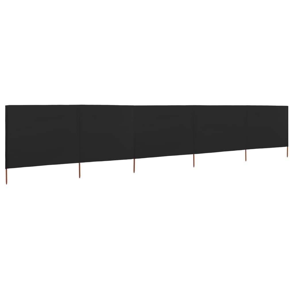 Vindskjerm 5 paneler stoff 600x120 cm svart
