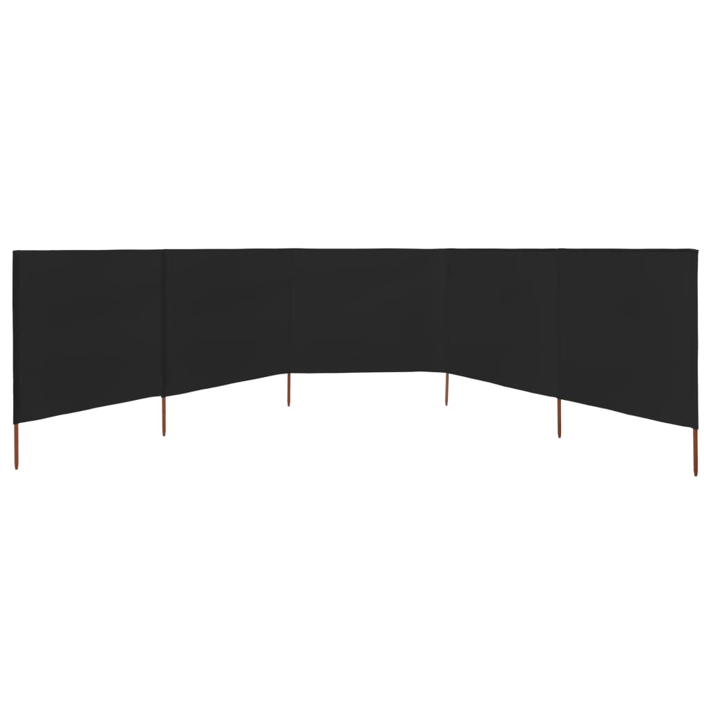 Vindskjerm 5 paneler stoff 600x120 cm svart