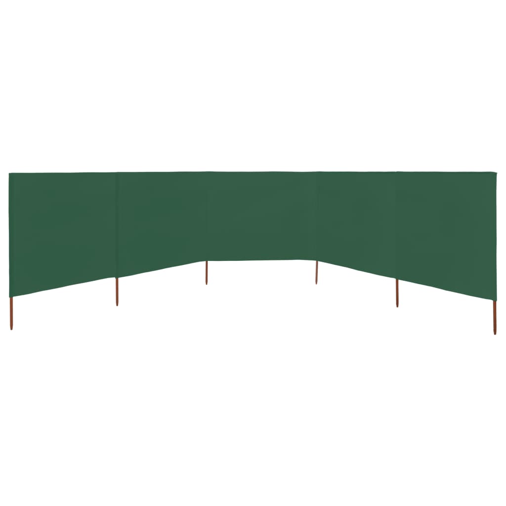 Vindskjerm 5 paneler stoff 600x160 cm grønn