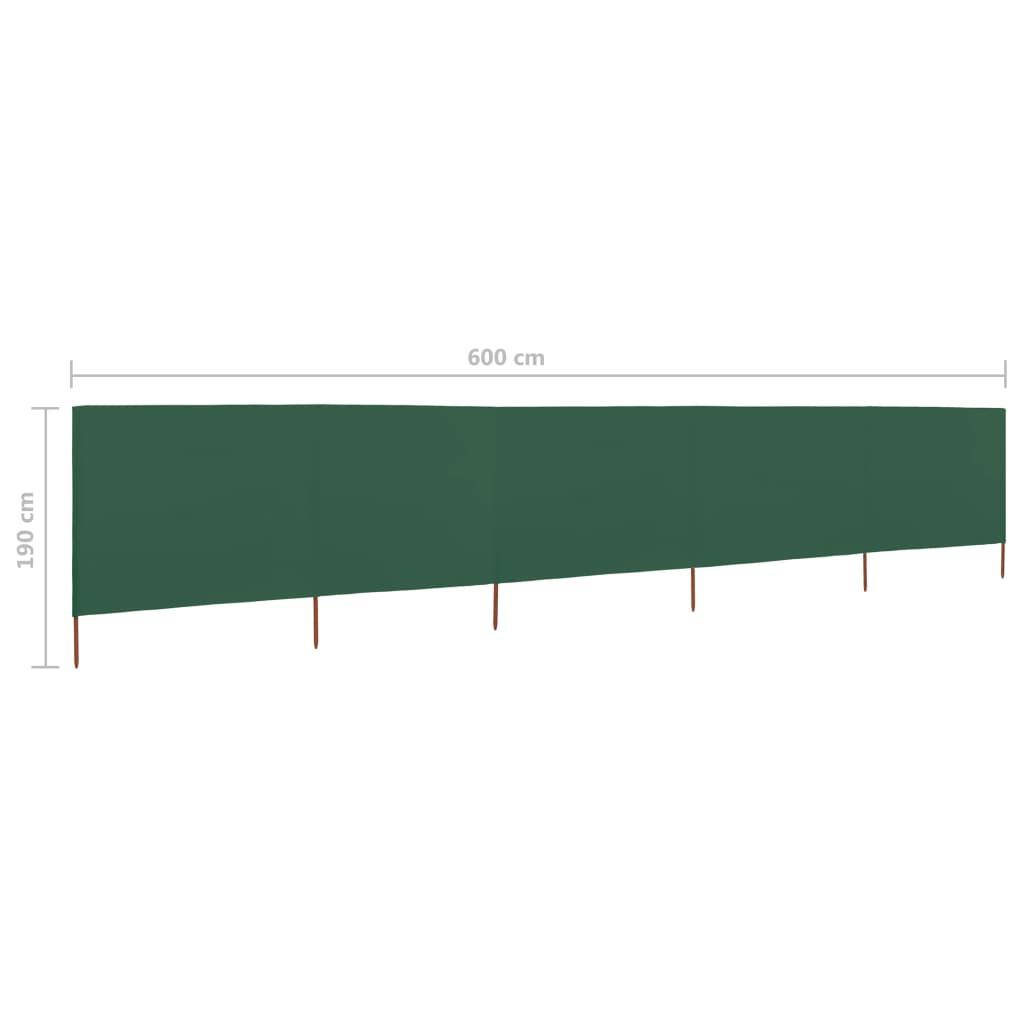 Vindskjerm 5 paneler stoff 600x160 cm grønn