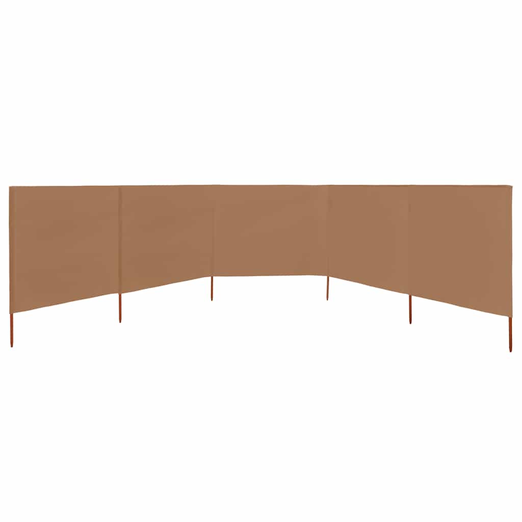 Vindskjerm 5 paneler stoff 600x160 cm gråbrun