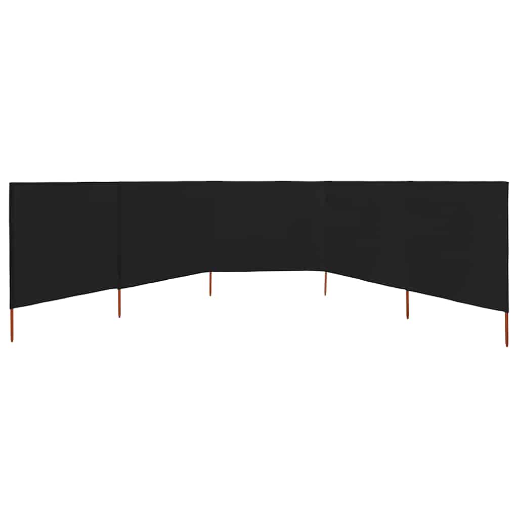Vindskjerm 5 paneler stoff 600x160 cm svart vidaXL