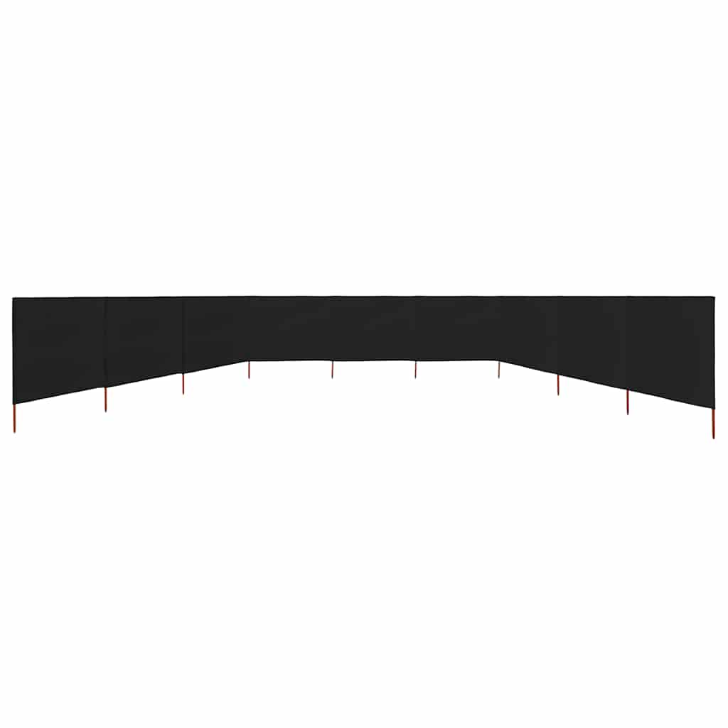Vindskjerm 9 paneler stoff 1200x80 cm svart vidaXL