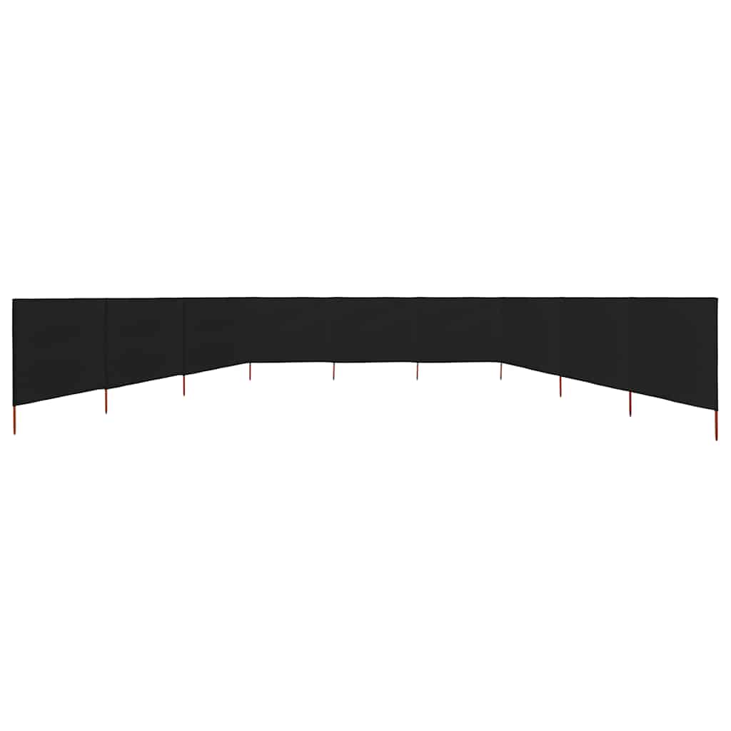 Vindskjerm 9 paneler stoff 1200x160 cm svart vidaXL
