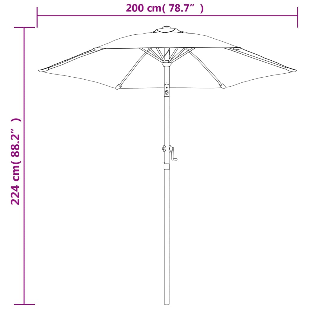 Parasoll terrakotta 200x224 cm aluminium