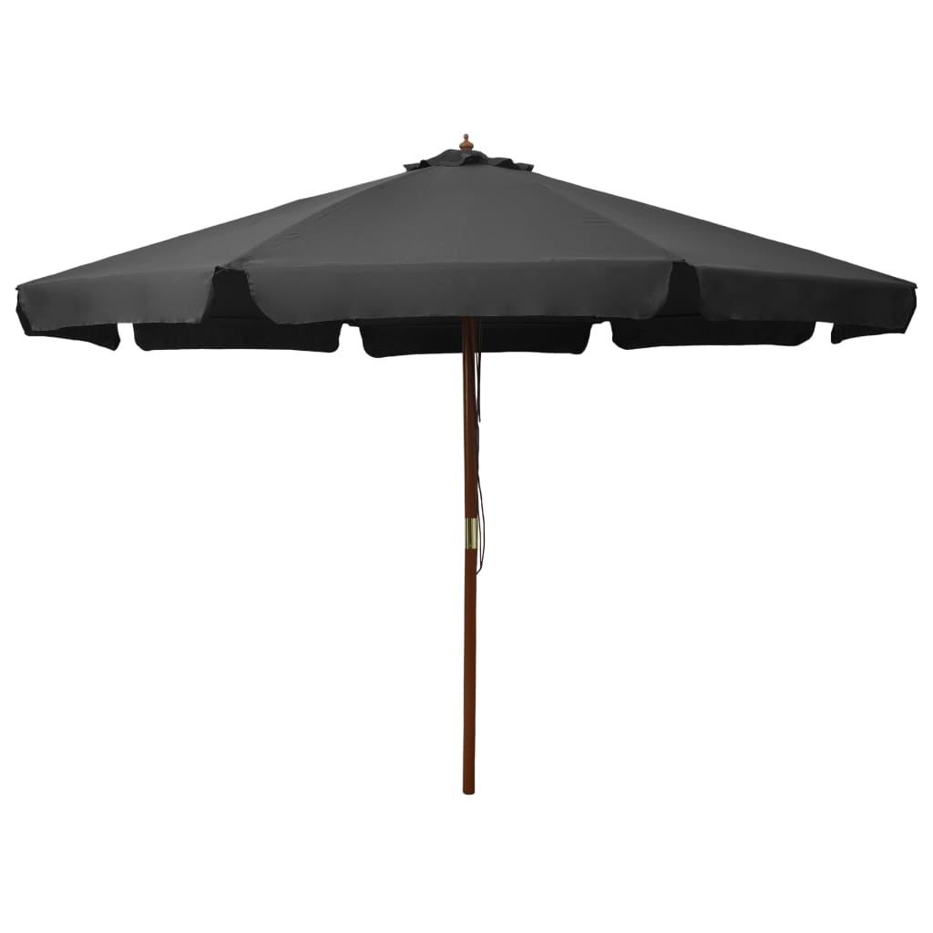 Parasoll med trestang 330 cm antrasitt vidaXL
