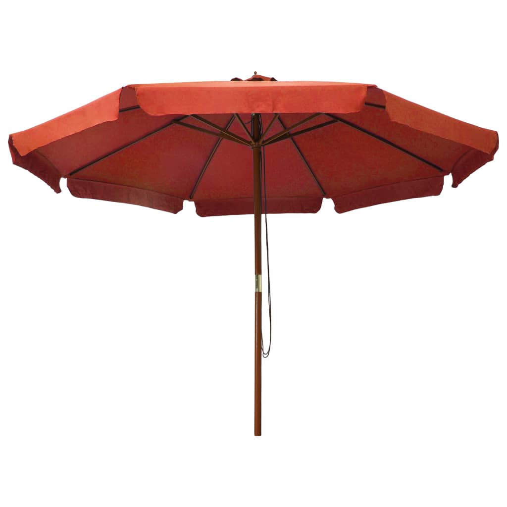 Parasoll med trestang 330 cm terrakotta