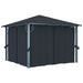 Paviljong med gardin 300x300 cm antrasitt aluminium