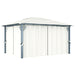 Paviljong med gardin 400 x 300 cm kremhvit aluminium