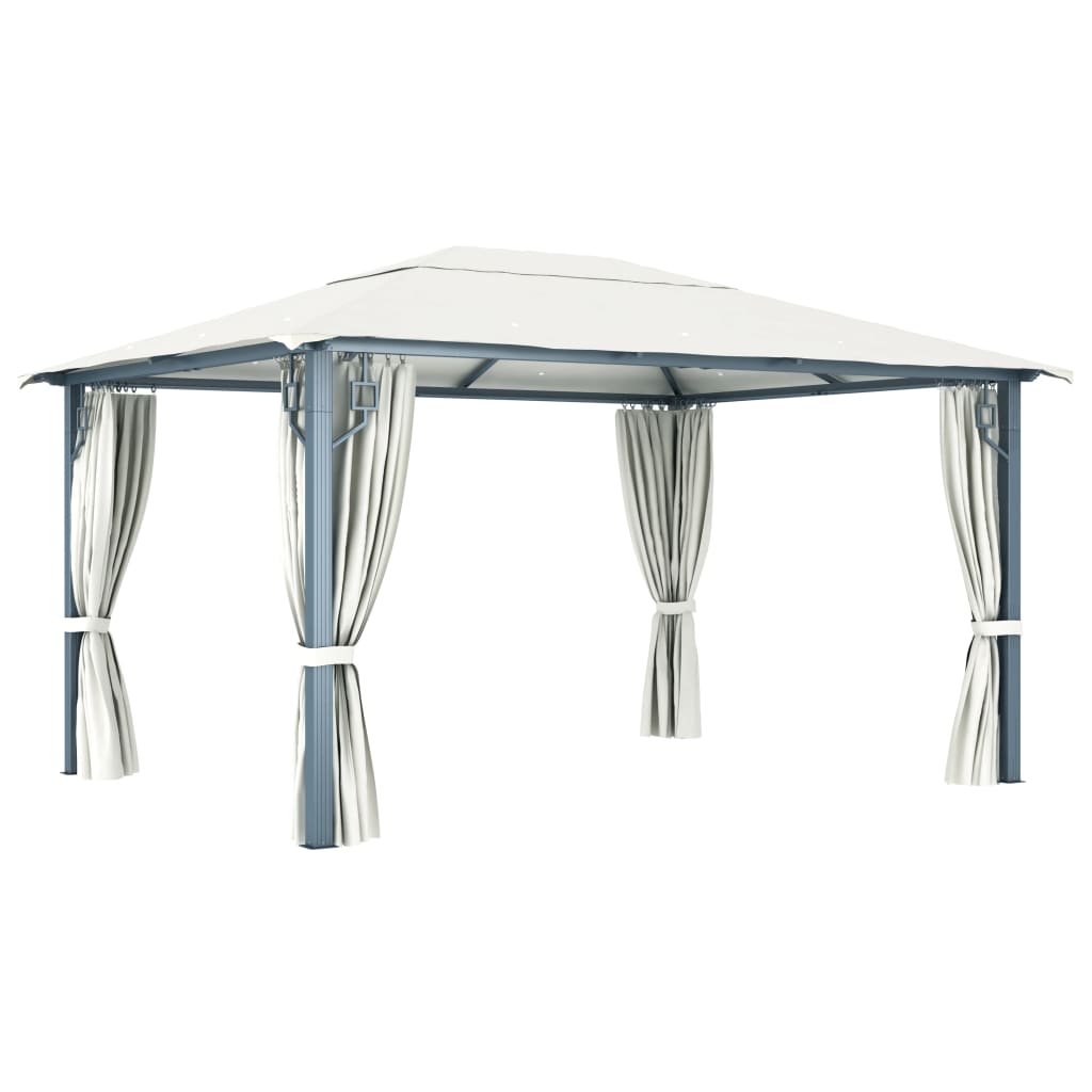 Paviljong med gardin 400 x 300 cm kremhvit aluminium