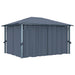 Paviljong med gardin 400 x 300 cm antrasitt aluminium