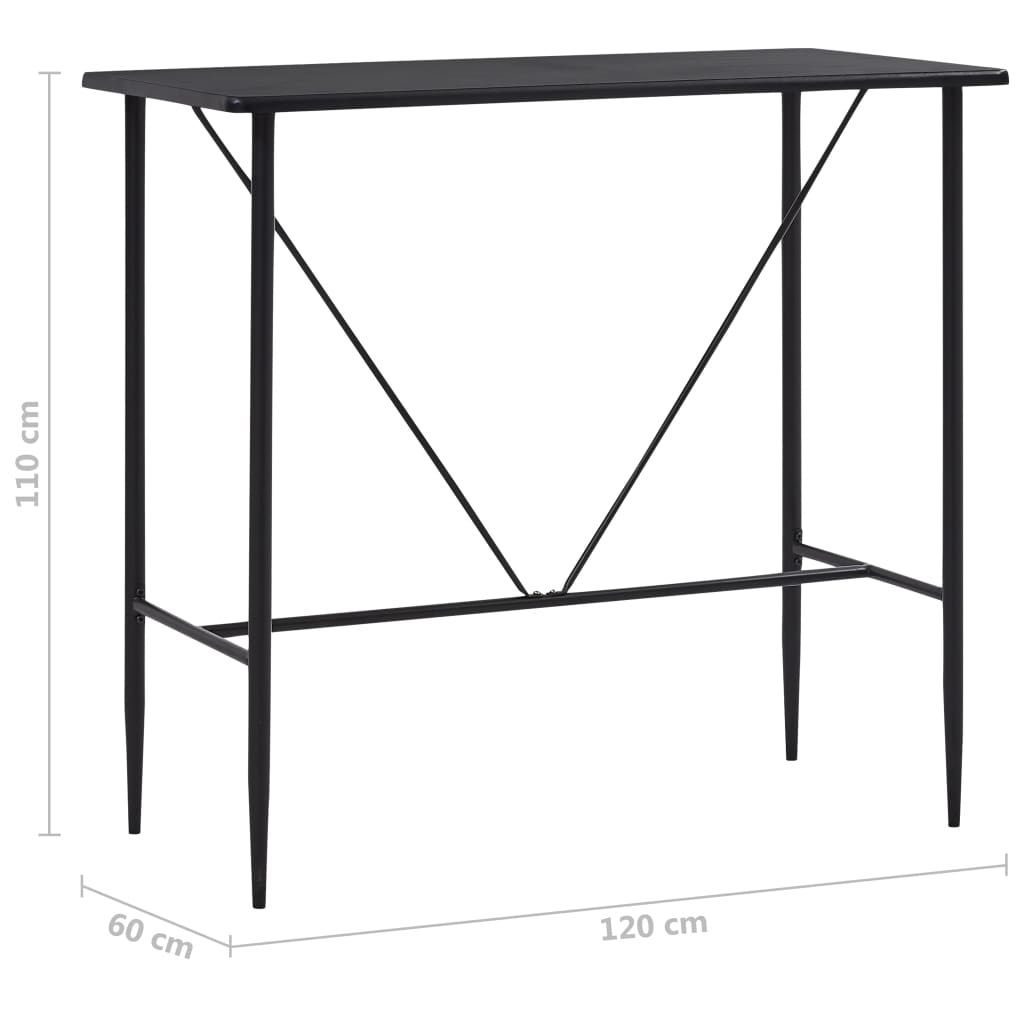 Barbord svart 120x60x110 cm MDF vidaXL