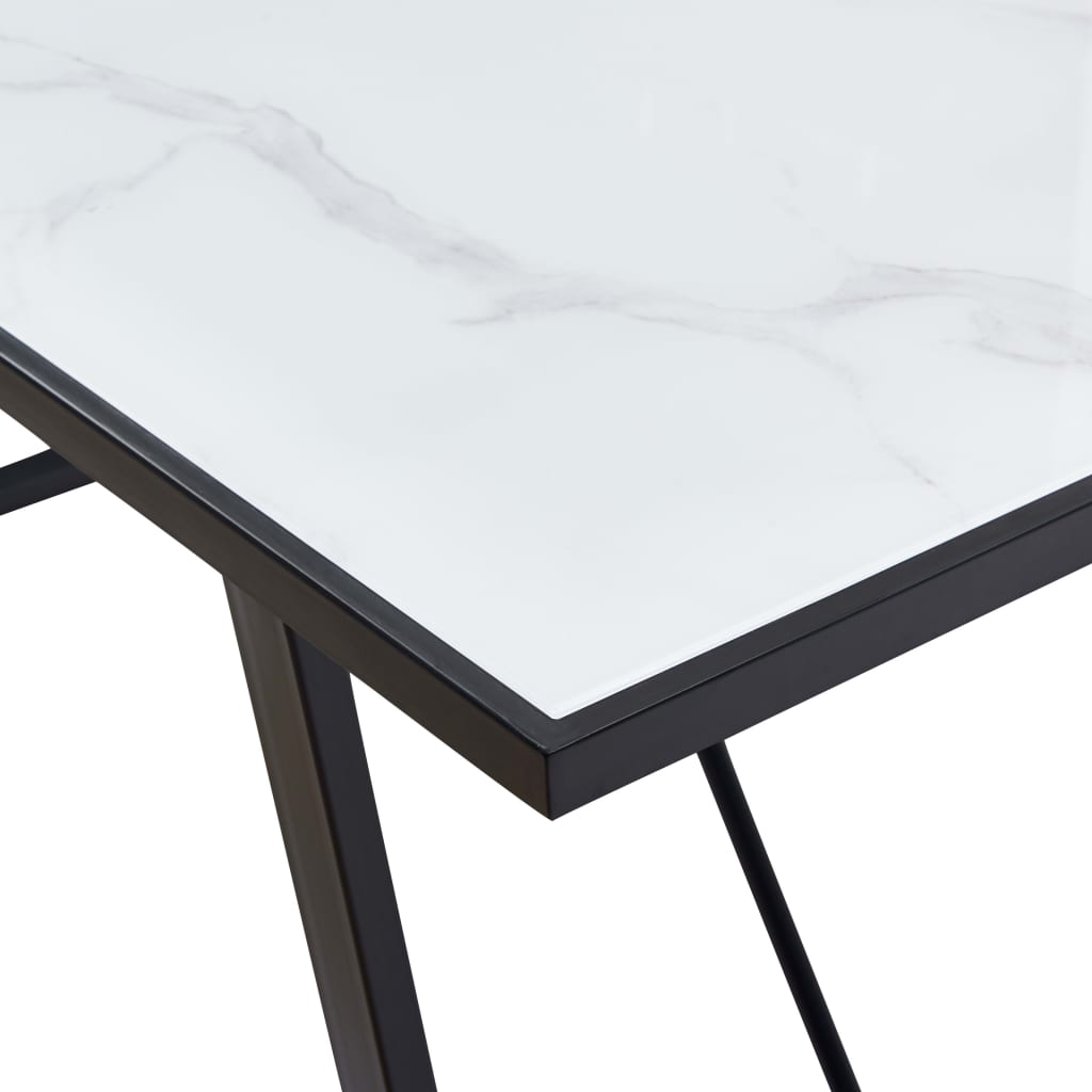 Spisebord hvit 160x80x75 cm herdet glass