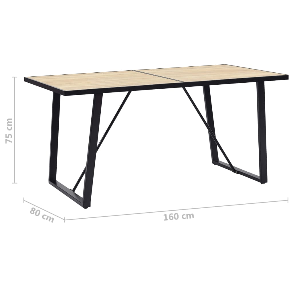 Spisebord eik 160x80x75 cm MDF