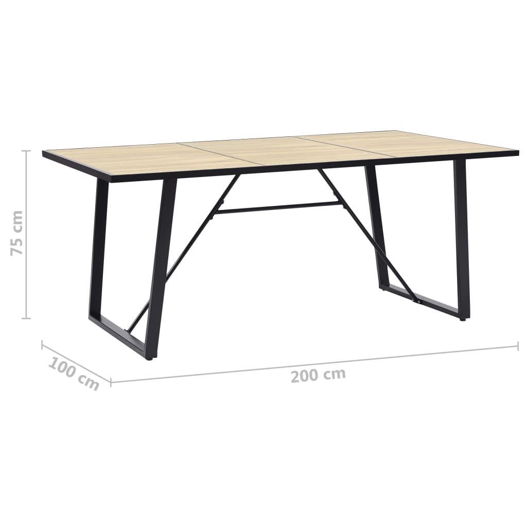 Spisebord eik 200x100x75 cm MDF