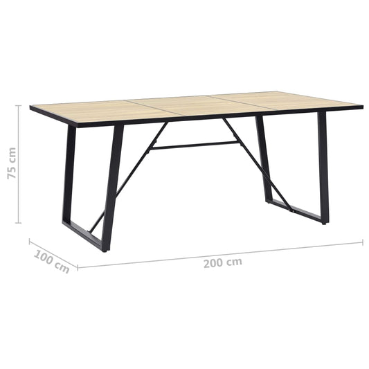 Spisebord eik 200x100x75 cm MDF