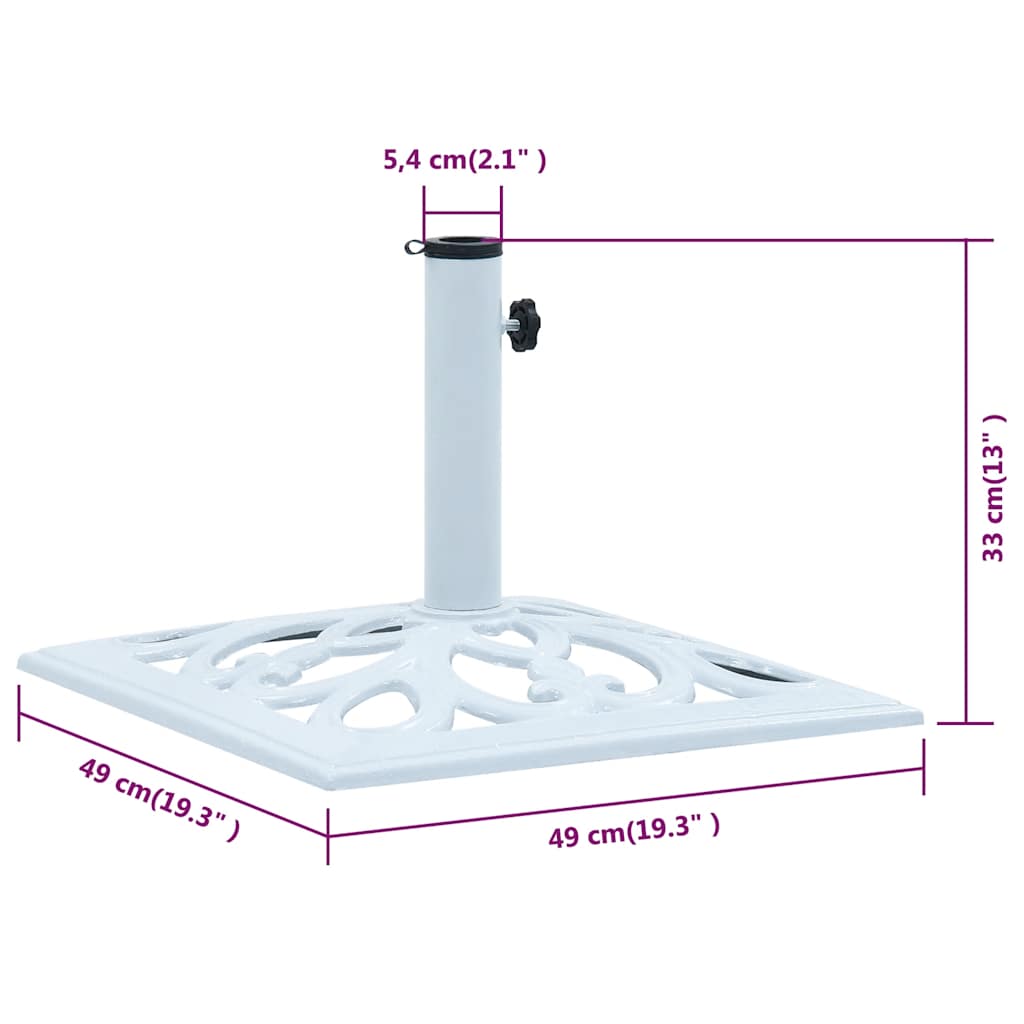 Parasollfot hvit 12 kg 49 cm støpejern vidaXL