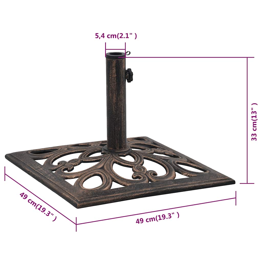 Parasollfot bronse 12 kg 49 cm støpejern vidaXL