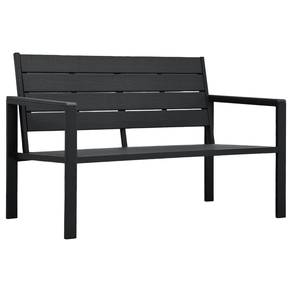 Hagebenk 120 cm HDPE svart treutseende vidaXL
