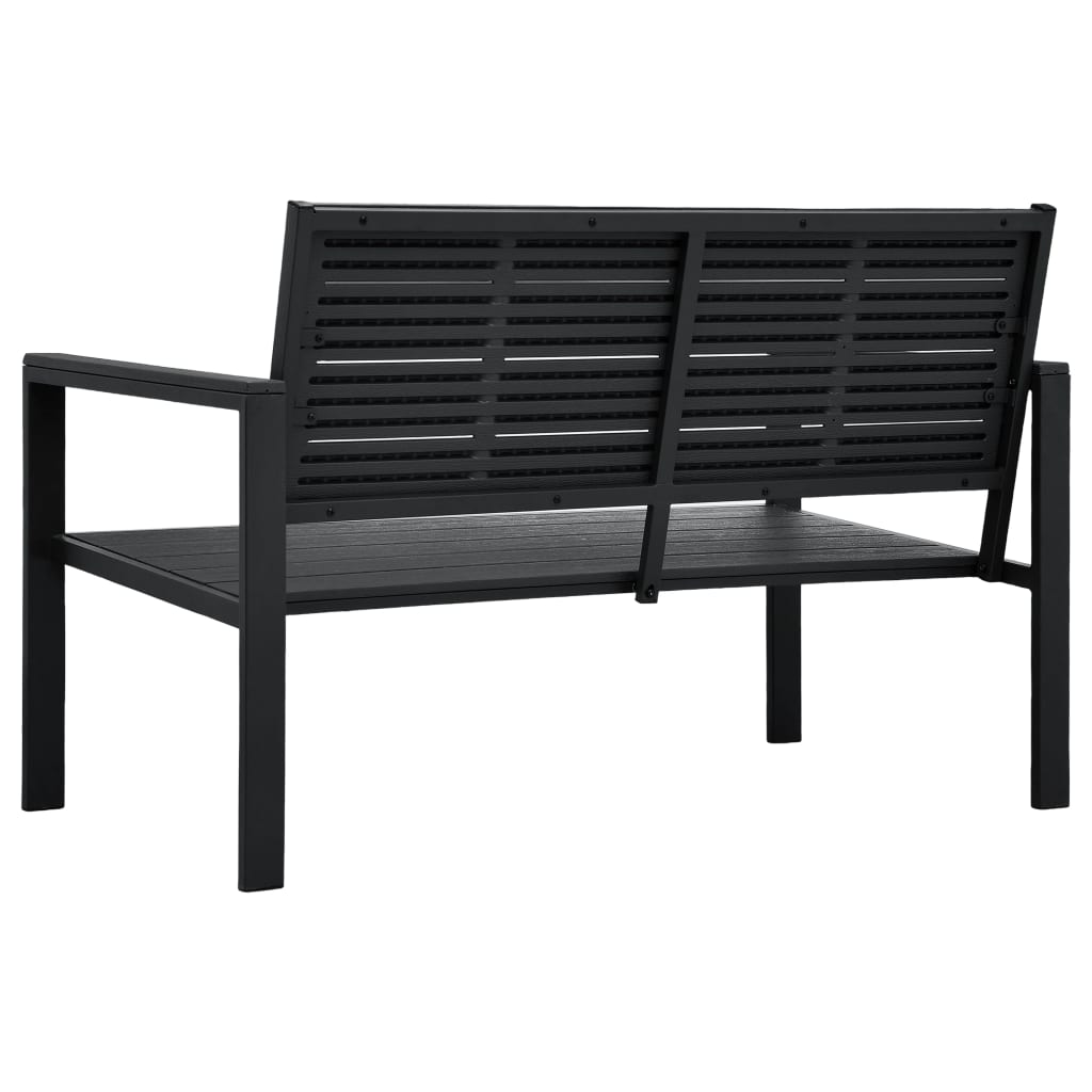Hagebenk 120 cm HDPE svart treutseende vidaXL
