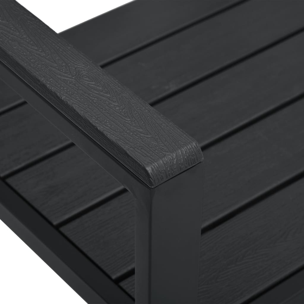 Hagebenk 120 cm HDPE svart treutseende vidaXL