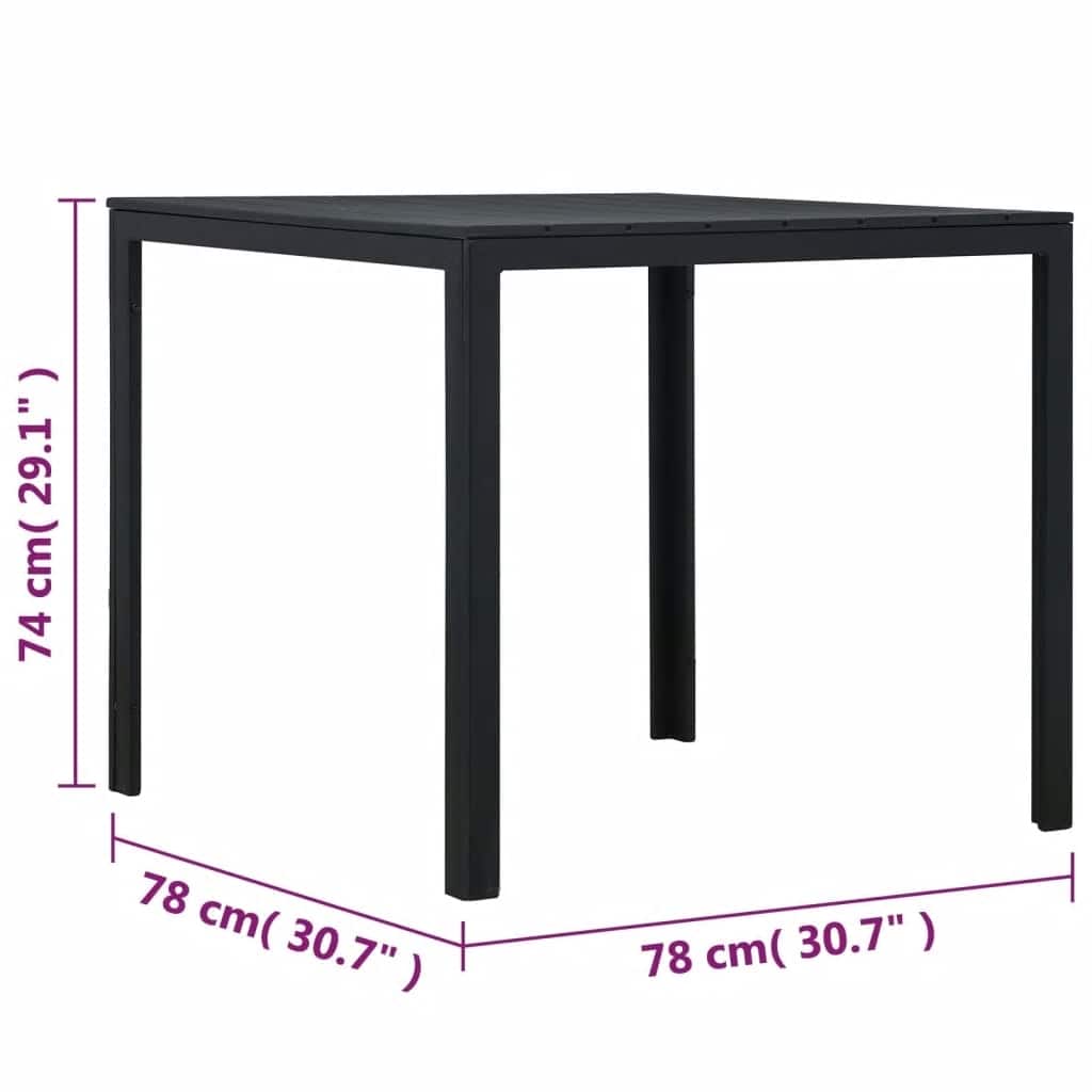 Salongbord svart 78x78x74 cm HDPE treutseende