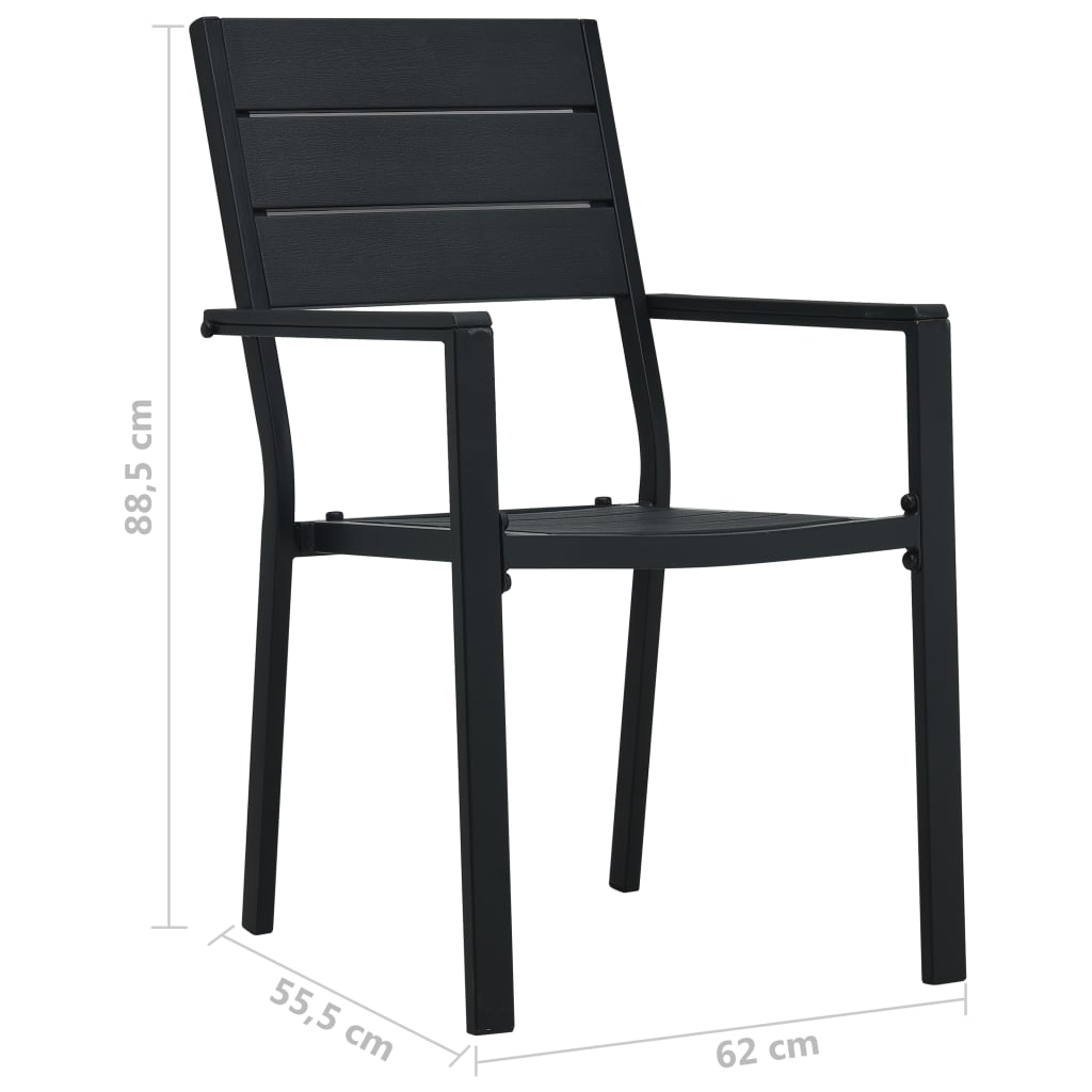 Hagestoler 2 stk svart HDPE treutseende vidaXL