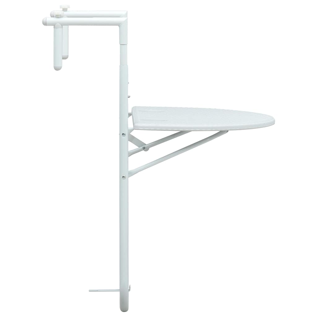 Hengende balkongbord hvit 60x64x83,5 cm plast rottingutseende vidaXL
