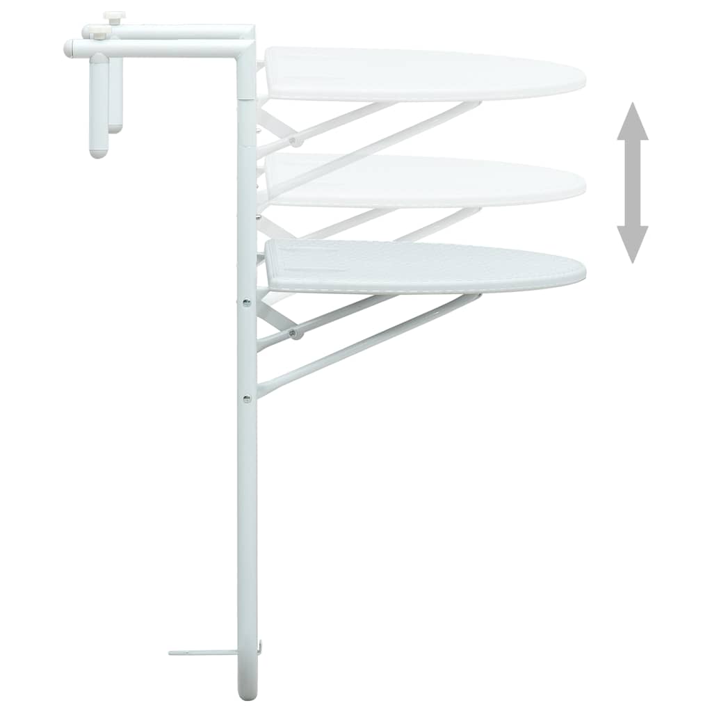 Hengende balkongbord hvit 60x64x83,5 cm plast rottingutseende vidaXL