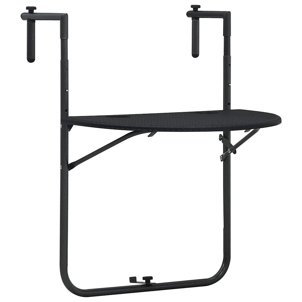 Hengende balkongbord svart 60x64x83,5 cm plast rottingutseende vidaXL
