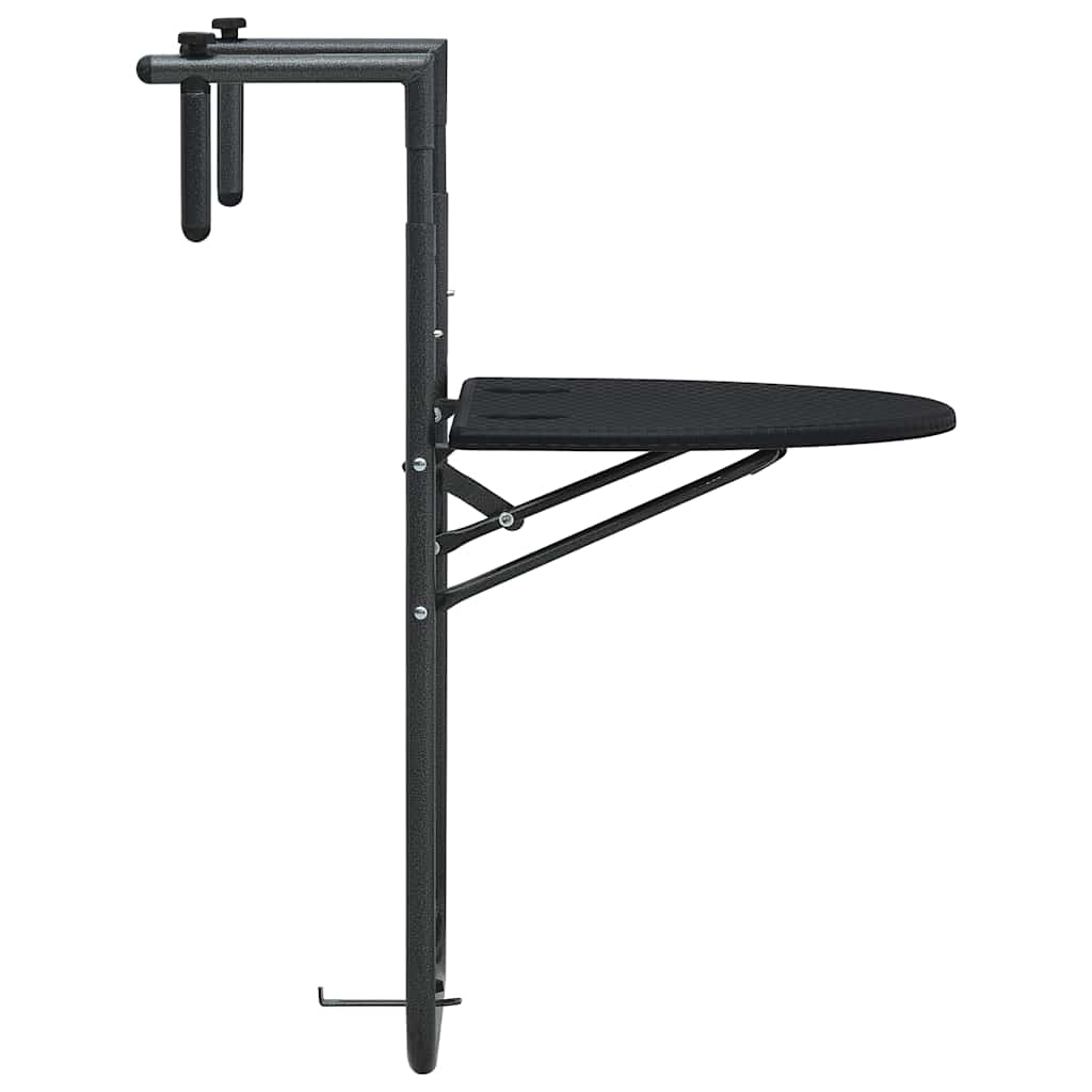 Hengende balkongbord svart 60x64x83,5 cm plast rottingutseende vidaXL